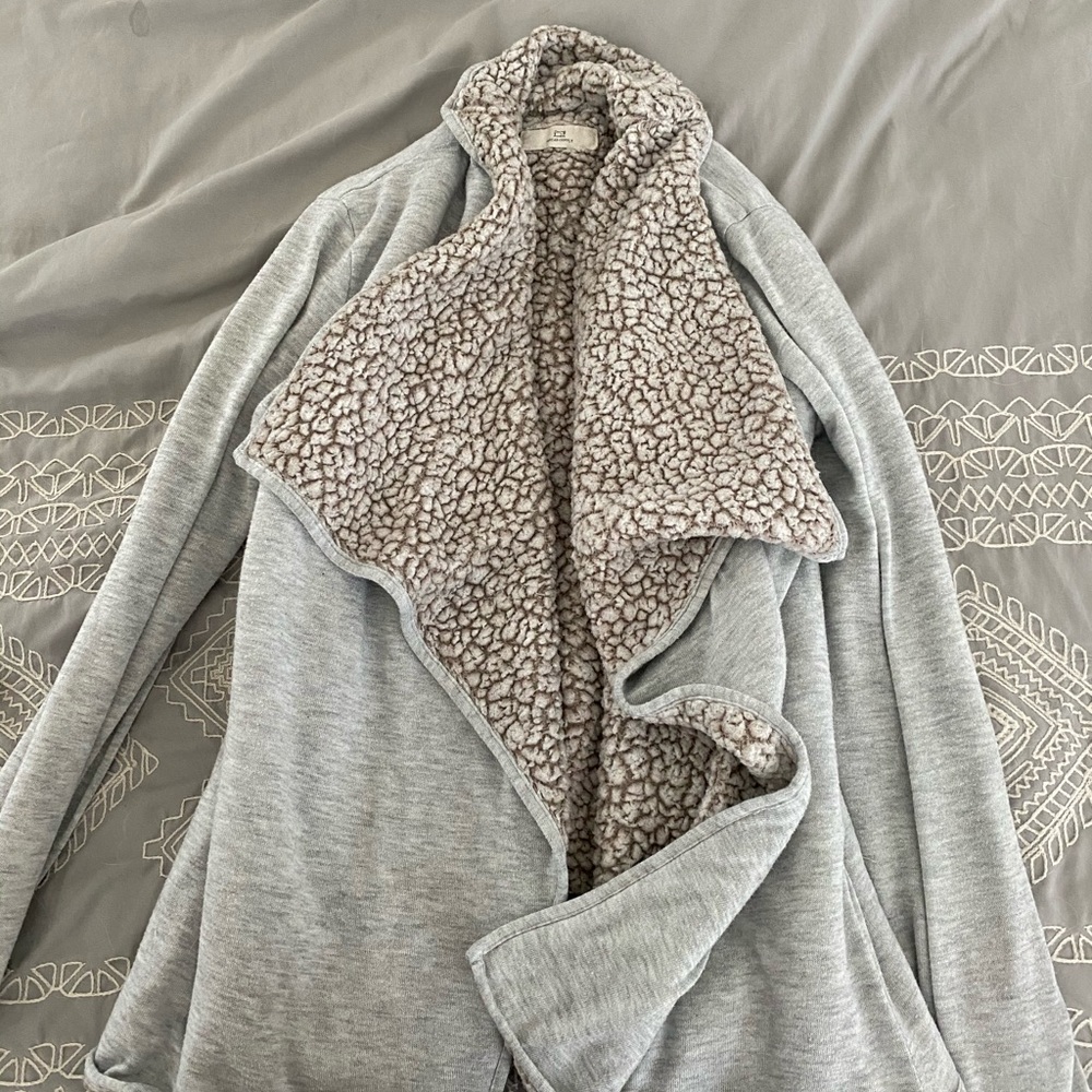Grey cardigan with fluff on inside